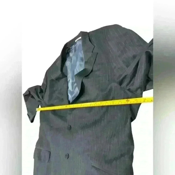 Peter Millar Sport Coat Mens Grey and Blue Pinstripe Union Made In Canada Jacket - Picture 10 of 11